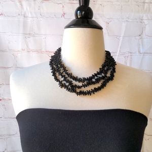🌞🌞Black Seed Bead Necklace 3 Strands NWOT